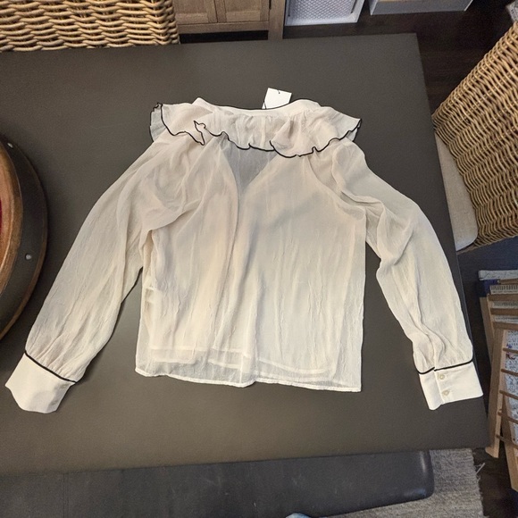 Zara contrast piping ruffle blouse - Picture 3 of 4